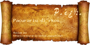 Pacurariu Árkos névjegykártya